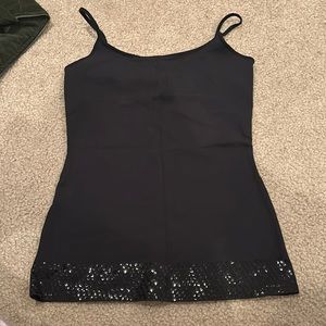 EXPRESS Embellished Sequin Black Tank Top Size S